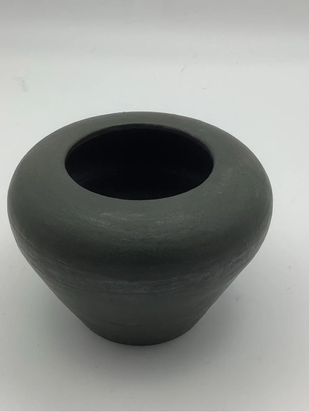 Two Matte Charcoal Gray Pottery Vases